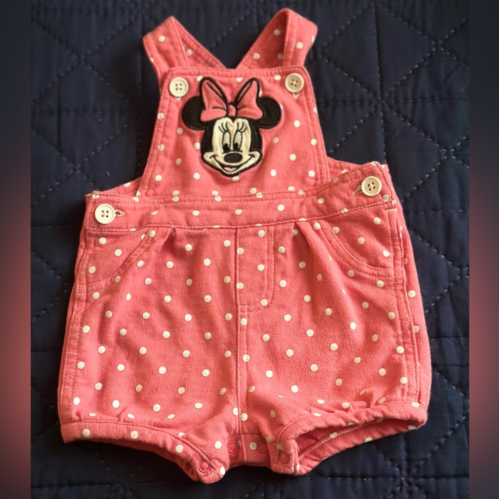 Pink girl's suit with white dots size 3/6 months